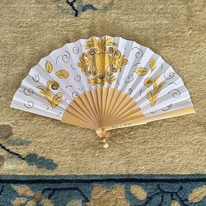 NEW Sicilian Heart Hand Painted Fabric & Wood Fan